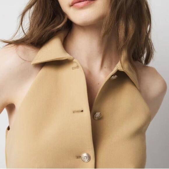 White House Black Market Collared Halter Vest Cafe Au Lait - Picture 3 of 7